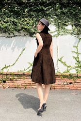 Đầm sơ mi nữ công sở dáng xòe túi hộp
