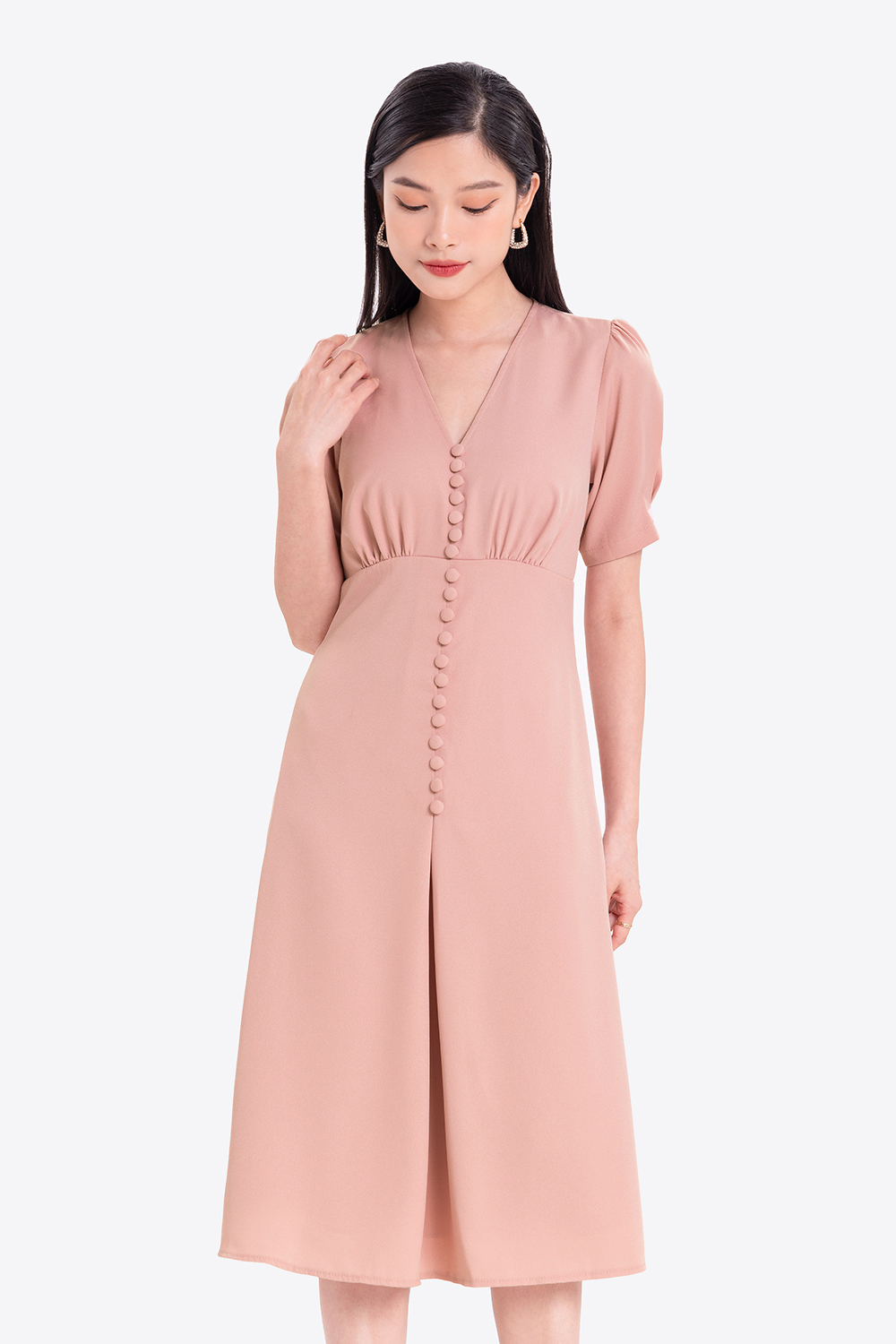 Đầm chữ A công sở dáng dài qua gối 
