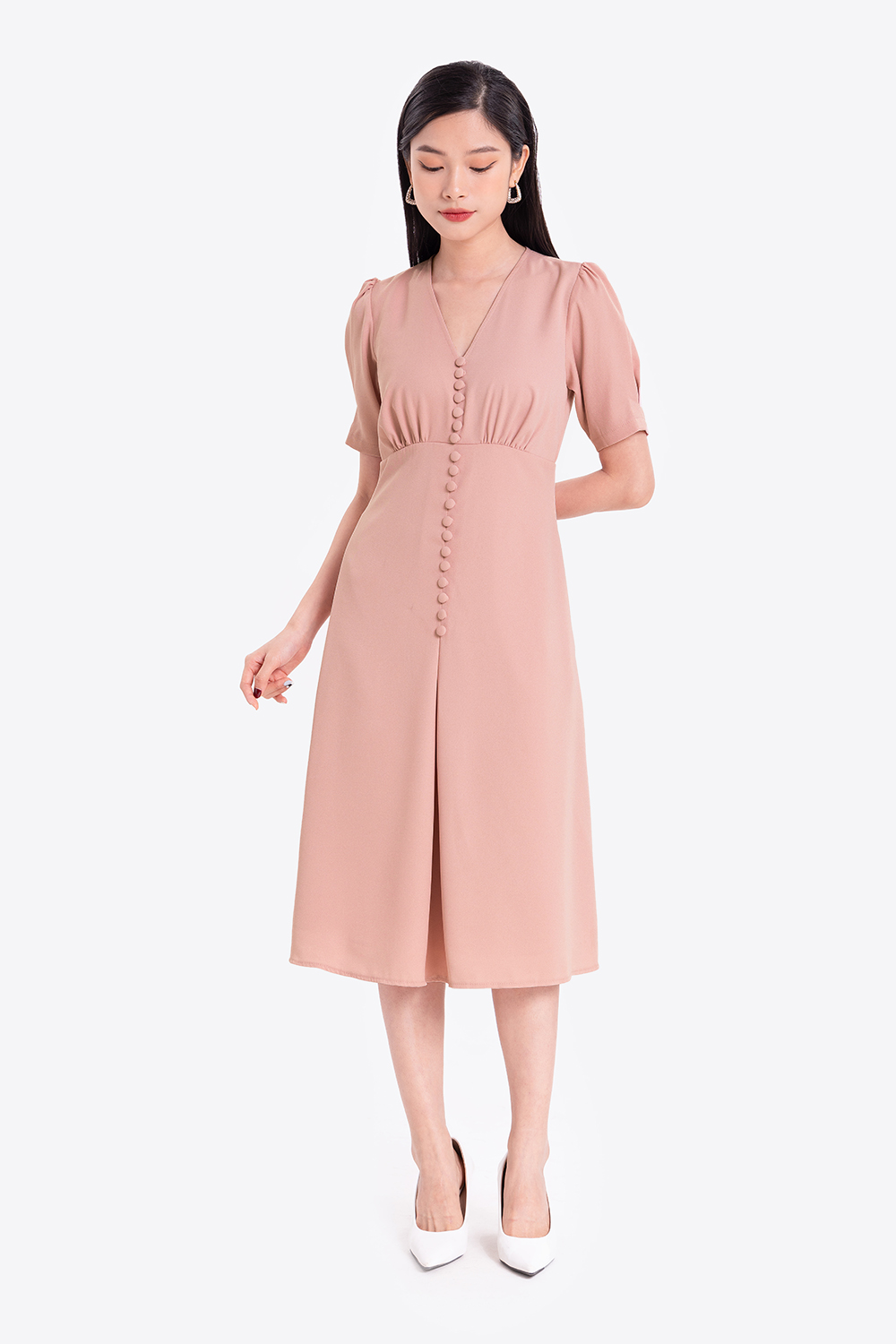 Đầm chữ A công sở dáng dài qua gối 
