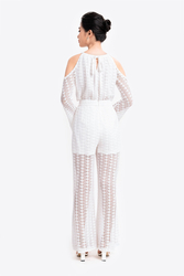 Quần dài nữ ống rộng hai lớp ren cotton