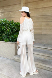 Quần dài nữ ống rộng hai lớp ren cotton