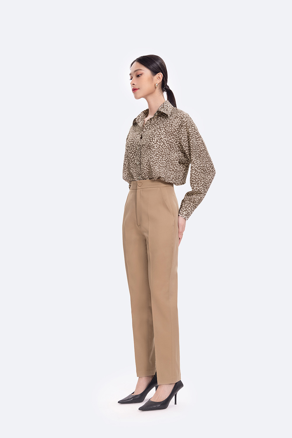 Quần tây công sở nữ ống đứng lưng cao