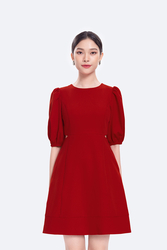 Đầm đỏ dự tiệc chữ A eo cut-out