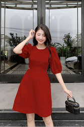Đầm đỏ dự tiệc chữ A eo cut-out