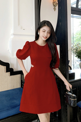 Đầm đỏ dự tiệc chữ A eo cut-out