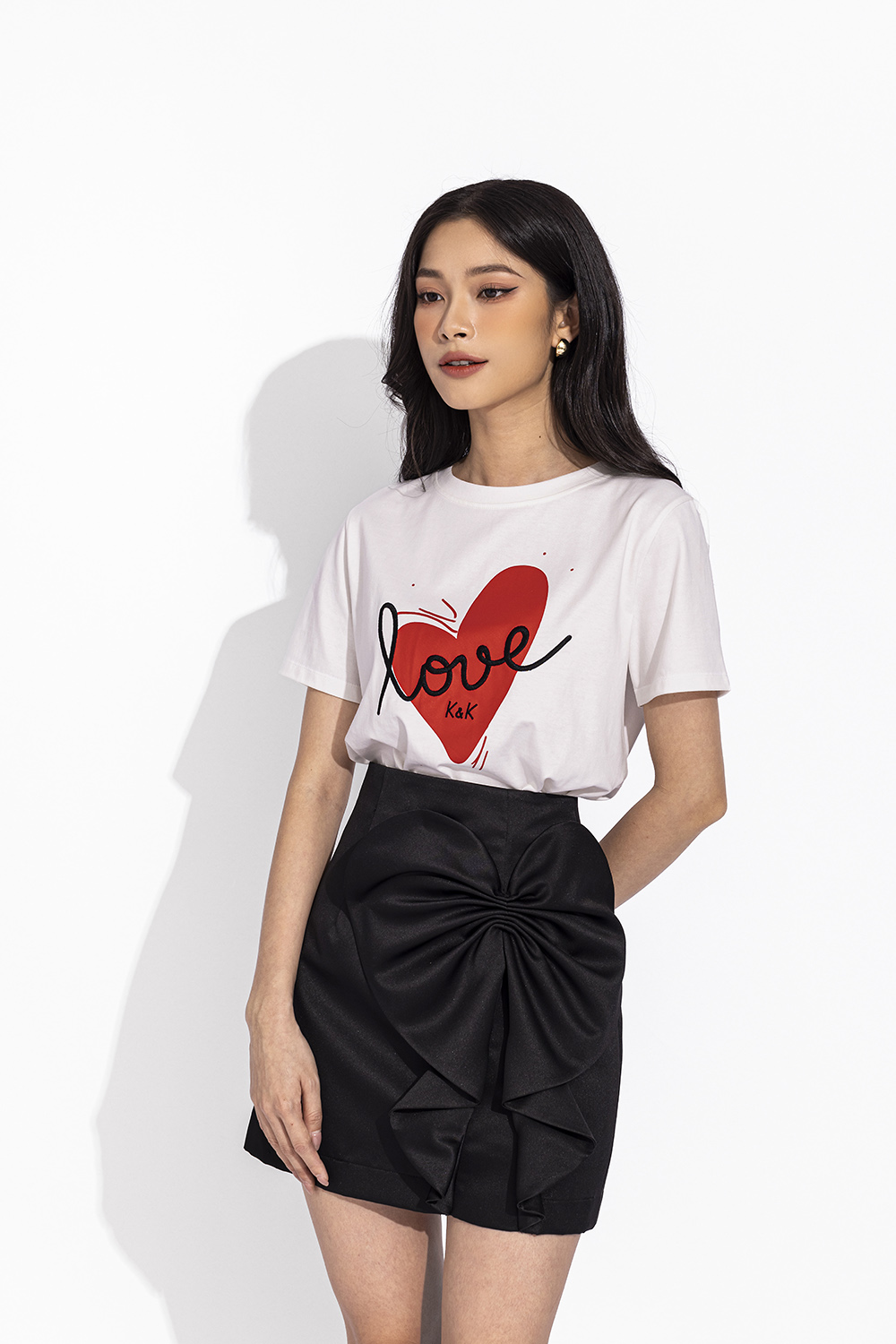 Chân váy chữ a ngắn phối nơ