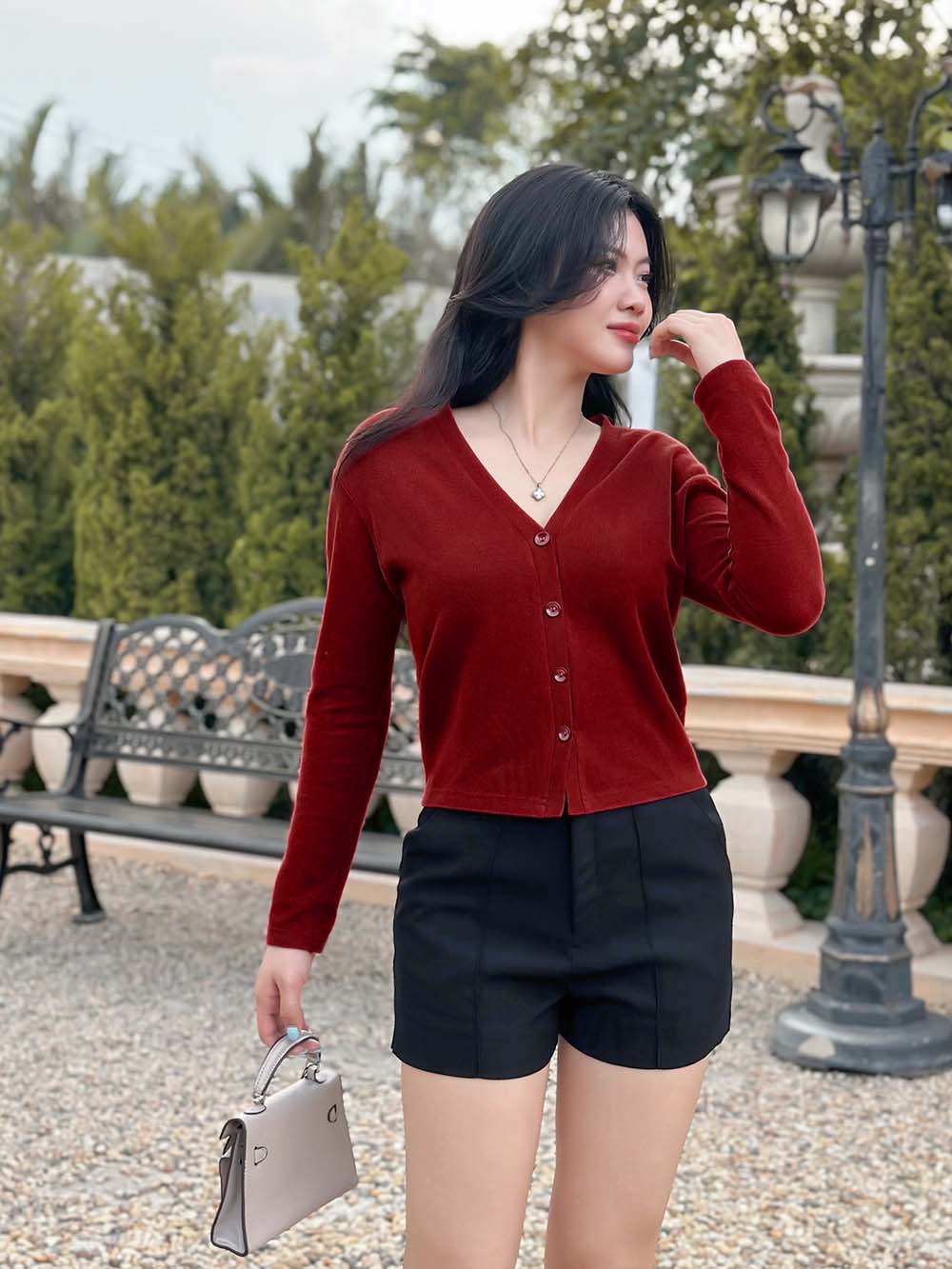 Áo khoác cardigan nữ màu đỏ