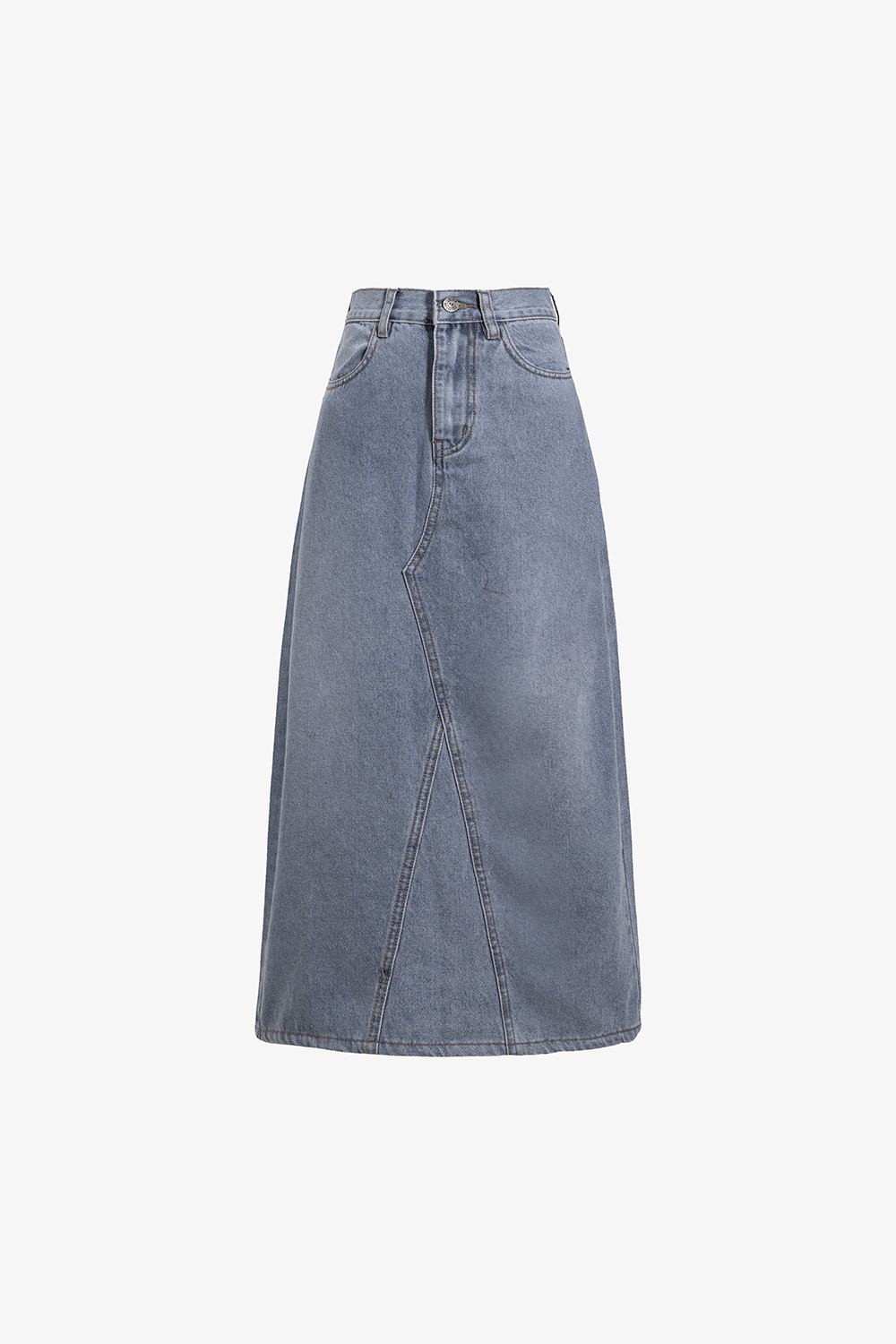 Chân váy jeans dài dáng chữ A màu xanh