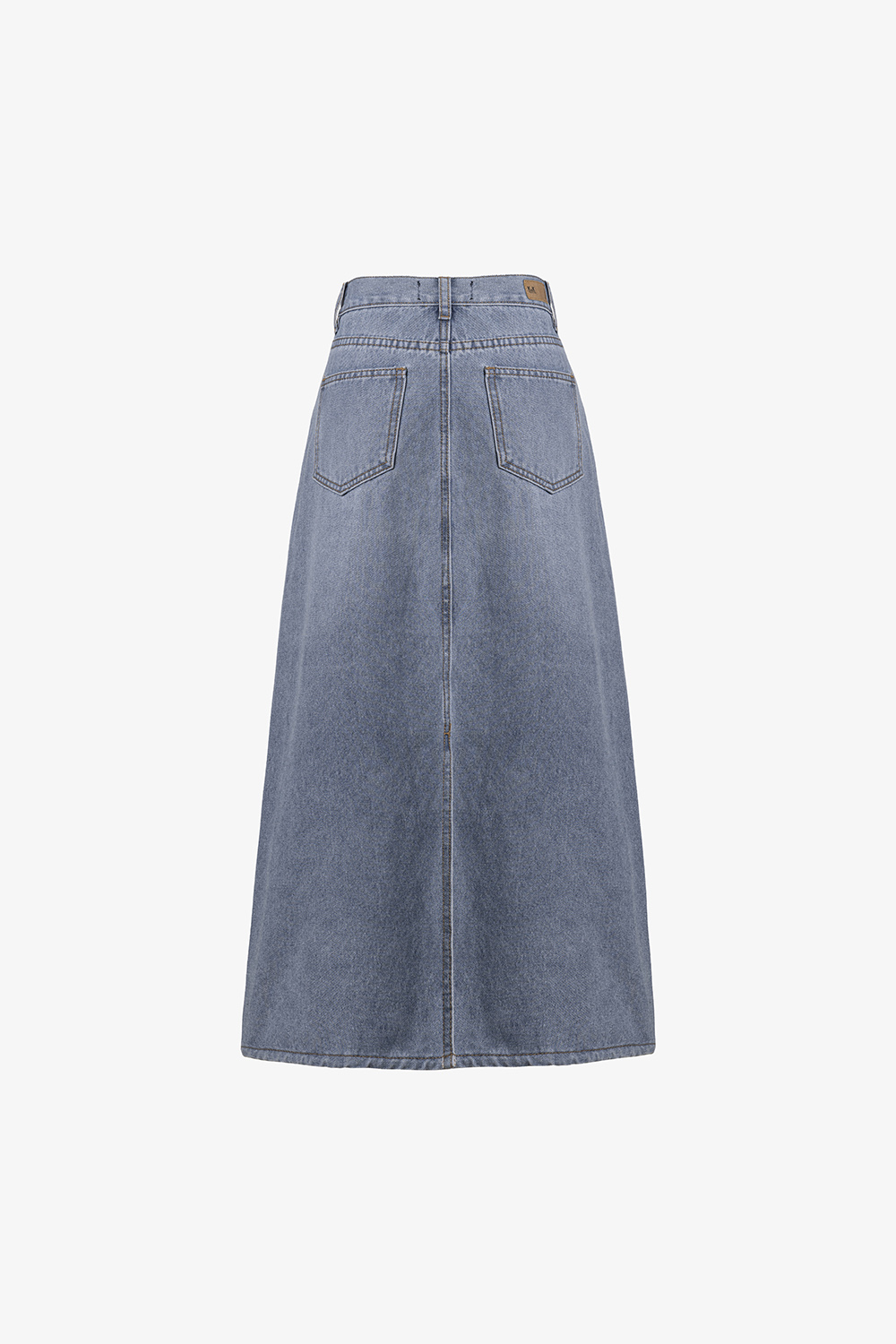 Chân váy jeans dài dáng chữ A màu xanh