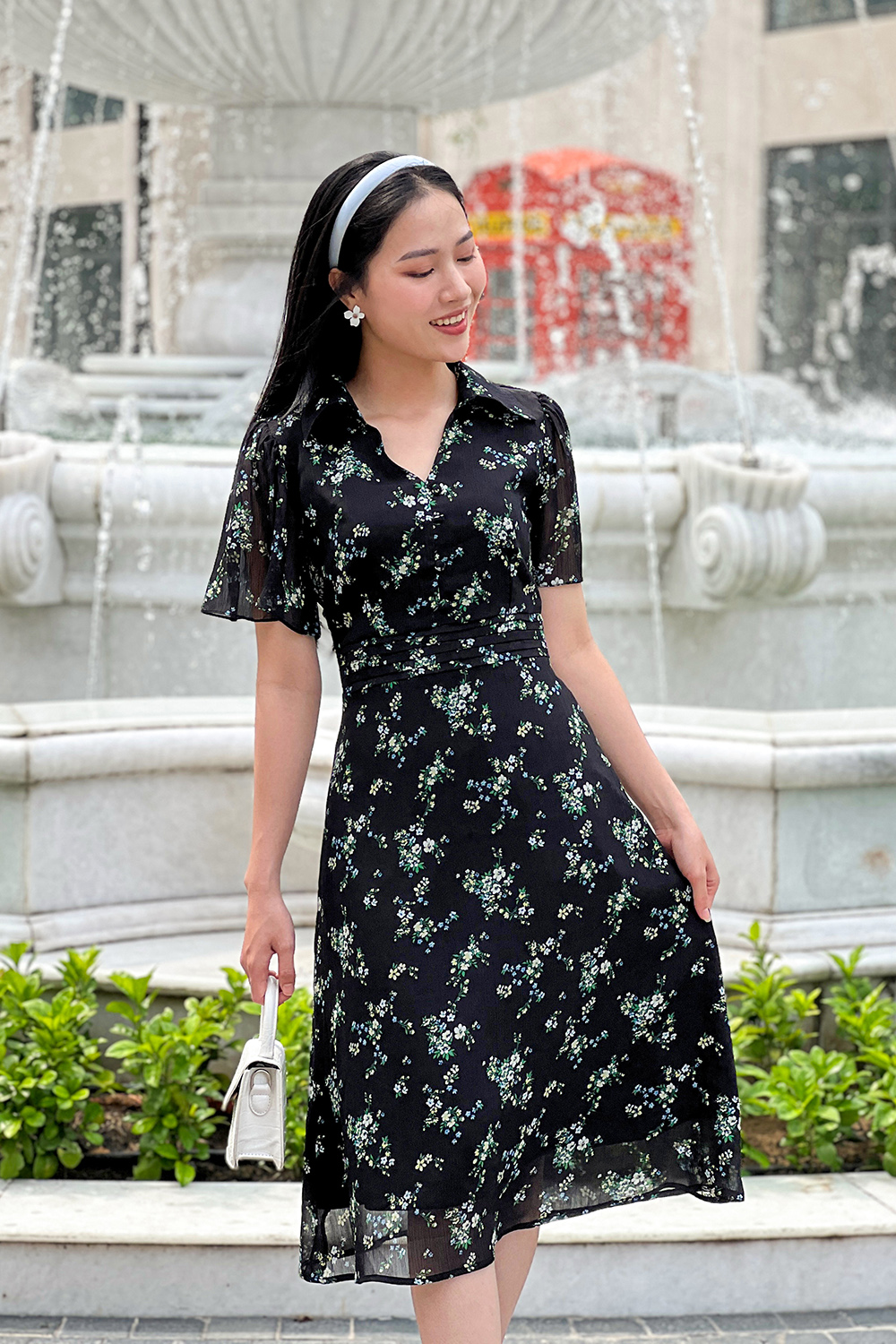 Đầm voan hoa tay cánh tiên