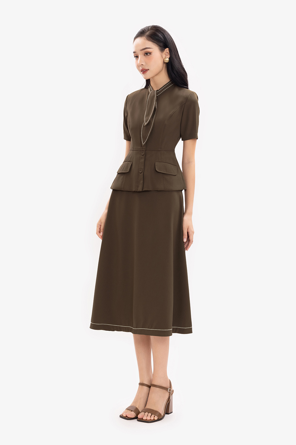 Áo peplum công sở nữ cổ vạt