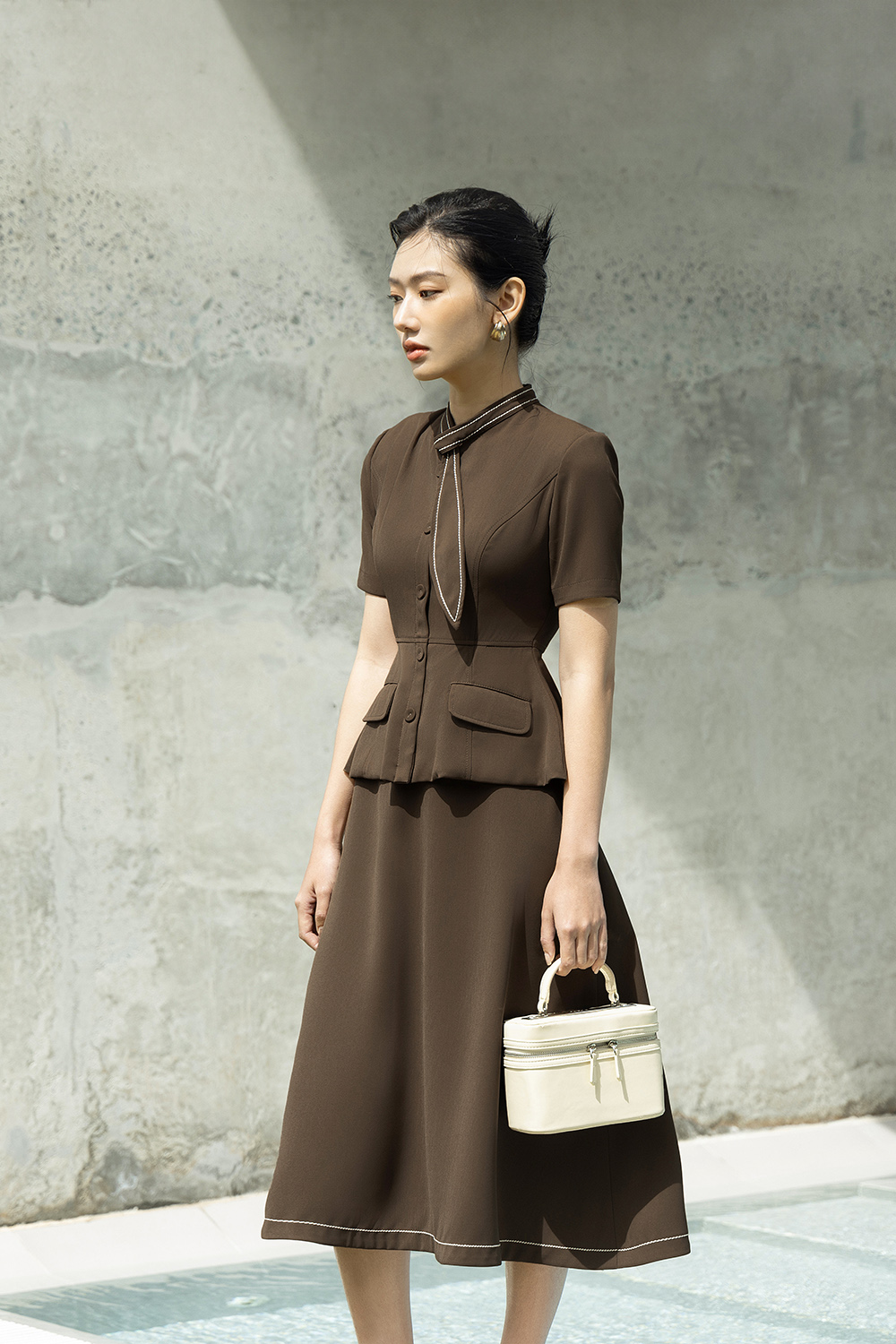 Áo peplum công sở nữ cổ vạt