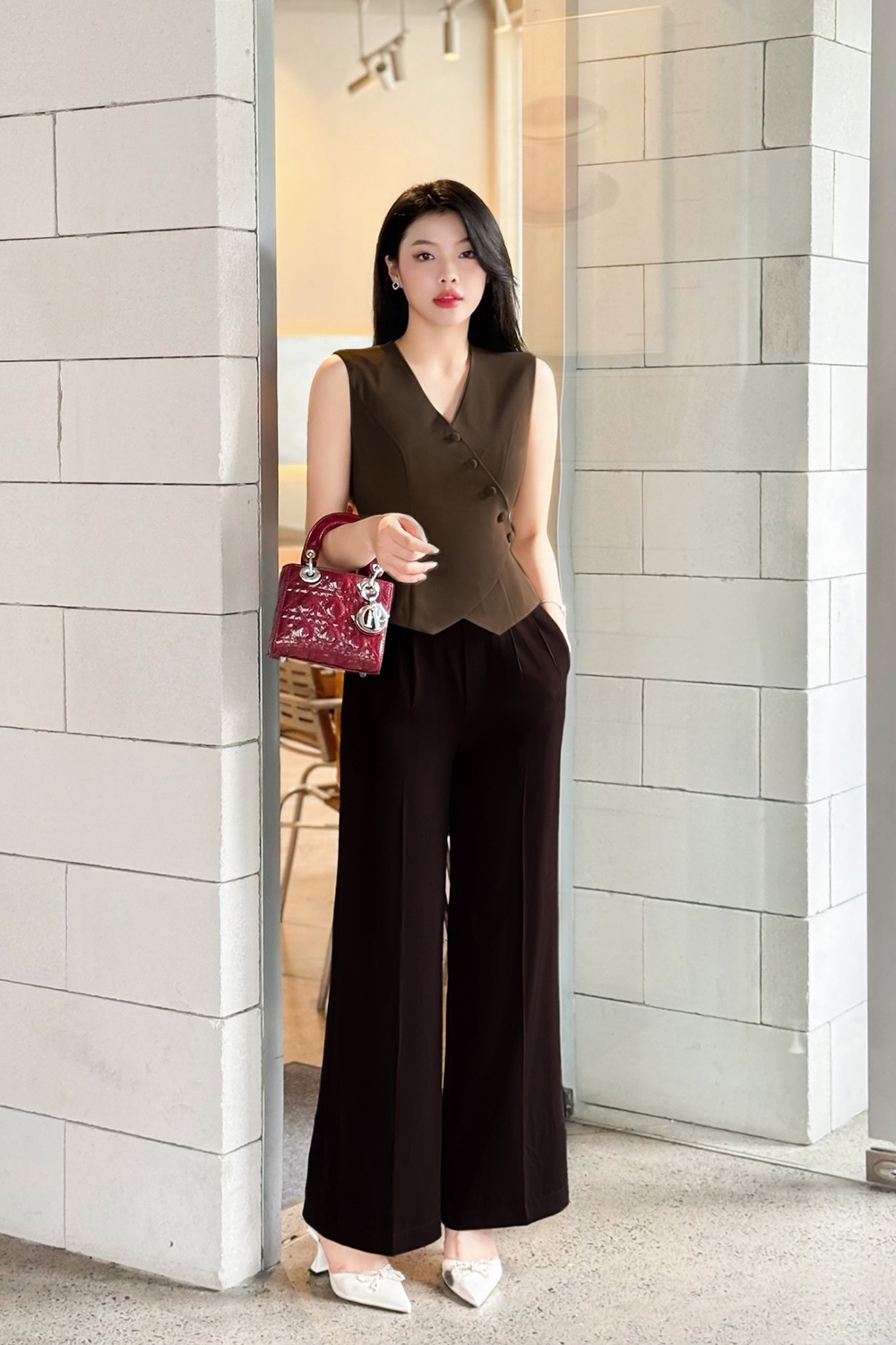 Quần tây nữ dáng suông ống rộng