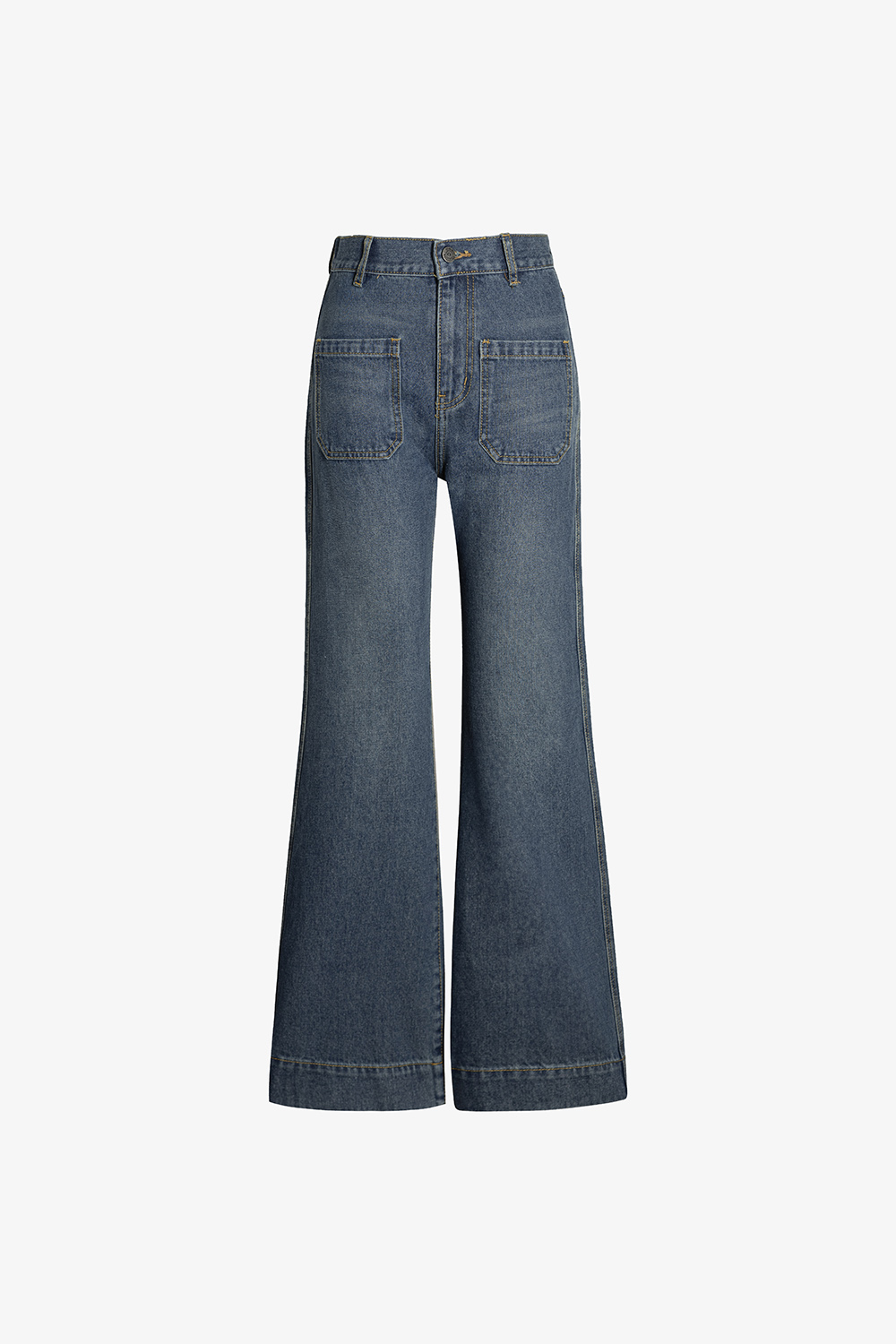 Quần jeans nữ ống suông phối túi