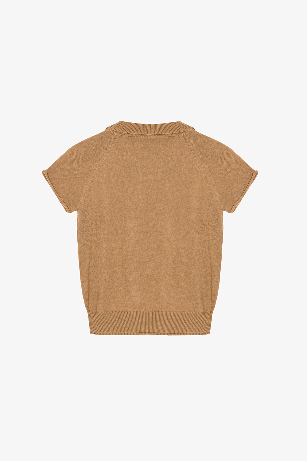 Áo len dệt kim màu nâu cổ polo