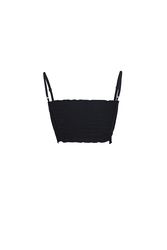 Áo croptop đen đính nút hai dây