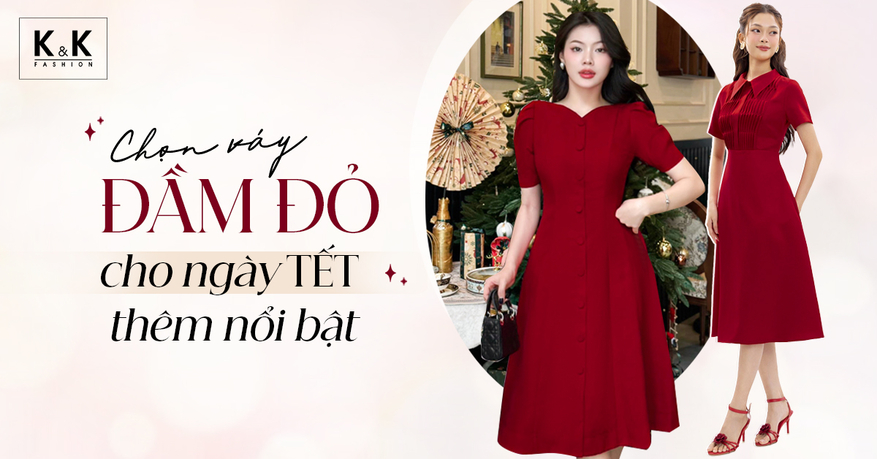 Chọn váy đầm đỏ cho ngày Tết thêm nổi bật