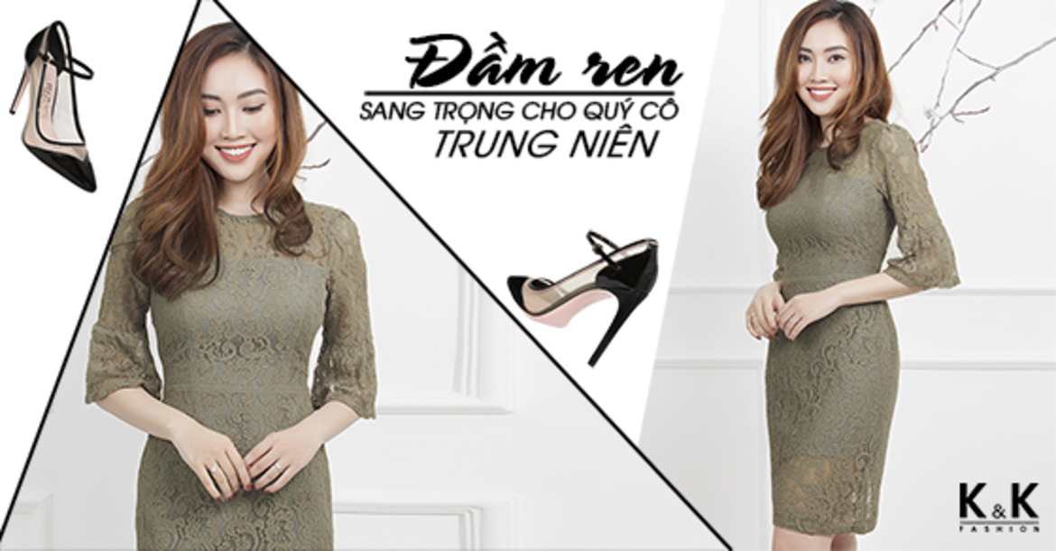 Đầm ren sang trọng cho quý cô trung niên