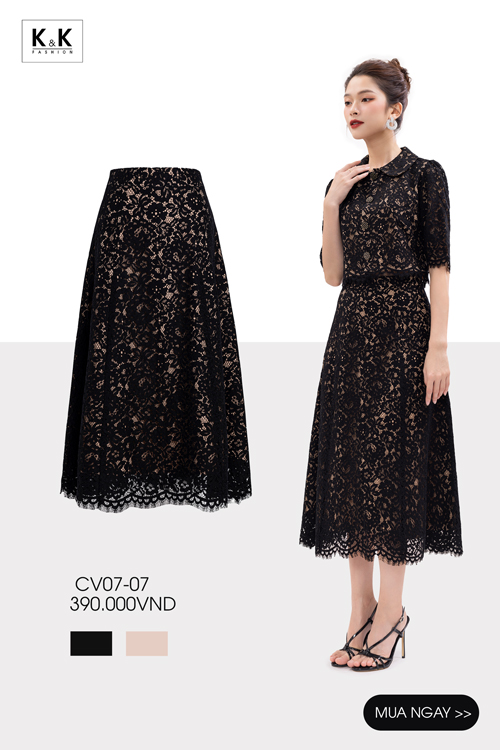 Chân váy ren cotton dáng chữ a CV07-07