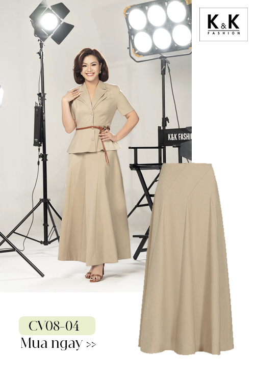 Chân váy xòe dài suit tằm cao cấp CV08-04