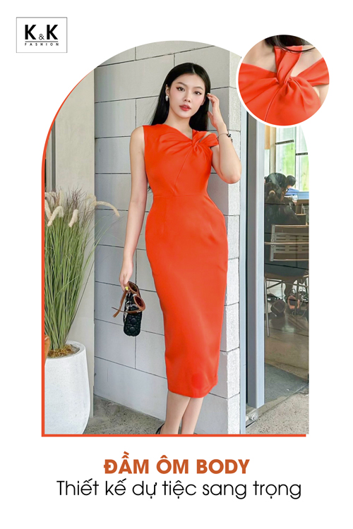 Đầm thiết kế dự tiệc dáng ôm lệch vai sang trọng KK161-25