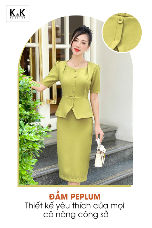 Đầm công sở thiết kế peplum sang trọng dáng ôm KK150-39