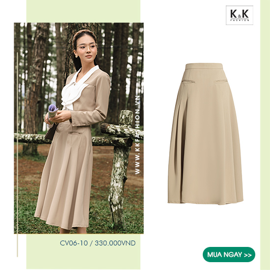Chân váy công sở midi phối túi CV06-10